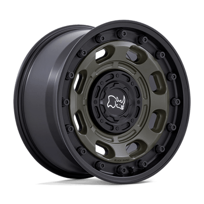 Black Rhino Hard Alloys | ATLAS | 17.0x8.00 | 6X130 | 38 | OLIVE DRAB GREEN W/ BLACK LIP