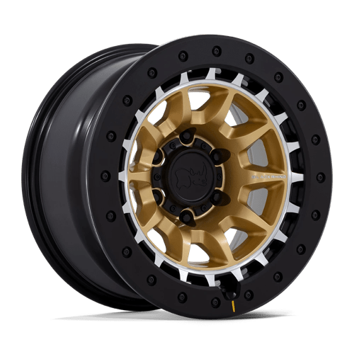 Black Rhino Hard Alloys | BR016 TUSK | 17.0x8.50 | 6X135 | 0 | MATTE GOLD W/ MACHINED RING