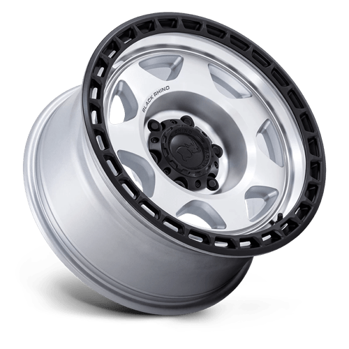 Black Rhino Hard Alloys | BR018 VOYAGER | 17.0x8.50 | 6X135 | -10 | SILVER MACHINED W/ M-BLACK LIP