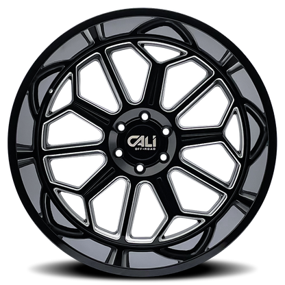 CALI OFF-ROAD AUBURN GLOSS BLACK MILLED | 24x14 | 8x165.1 | -76mm | 9117-24481BM