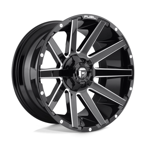 Fuel 1PC | D615 CONTRA | 22.0x10.00 | 6X135/6X139.7 | -19 | GLOSS BLACK MILLED