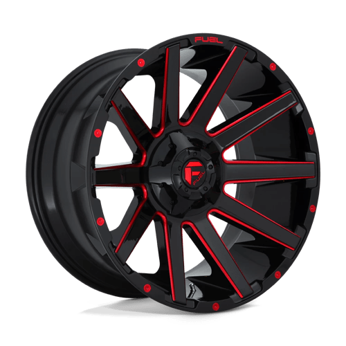 Fuel 1PC | D643 CONTRA | 22.0x12.00 | 6X135/6X139.7 | -43 | GLOSS BLACK RED TINTED CLEAR