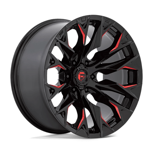 Fuel 1PC | D823 FLAME | 20.0x9.00 | 5X127 | 1 | GLOSS BLACK MILL W/ CANDY RED