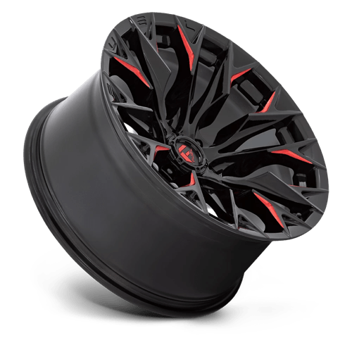 Fuel 1PC | D823 FLAME | 20.0x9.00 | 5X127 | 1 | GLOSS BLACK MILL W/ CANDY RED