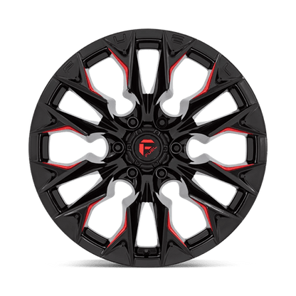 Fuel 1PC | D823 FLAME | 20.0x10.00 | 6X139.7 | -18 | GLOSS BLACK MILL W/ CANDY RED