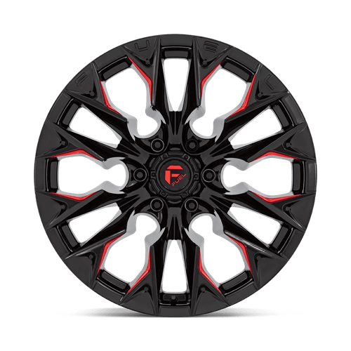 Fuel 1PC | D823 FLAME | 20.0x9.00 | 5X127 | 1 | GLOSS BLACK MILL W/ CANDY RED
