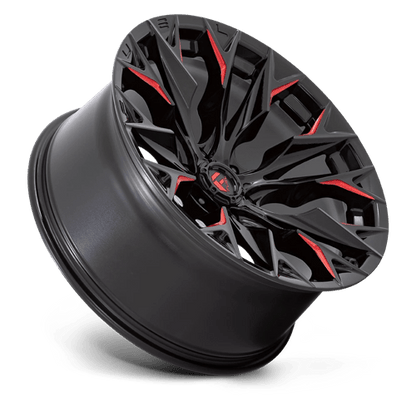 Fuel 1PC | D823 FLAME | 22.0x10.00 | 6X139.7 | -18 | GLOSS BLACK MILL W/ CANDY RED