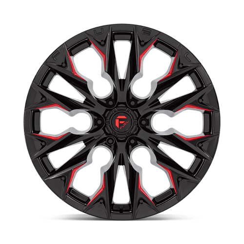 Fuel 1PC | D823 FLAME | 22.0x10.00 | 6X139.7 | -18 | GLOSS BLACK MILL W/ CANDY RED