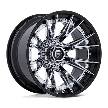 Fuel 1PC | FC402 CATALYST | 20.0x10.00 | 8X165.1 | -18 | CHROME W/ GLOSS BLACK LIP