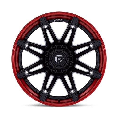 Fuel 1PC | FC401 BRAWL | 22.0x10.00 | 8X180 | -18 | MATTE BLACK W/ CANDY RED LIP