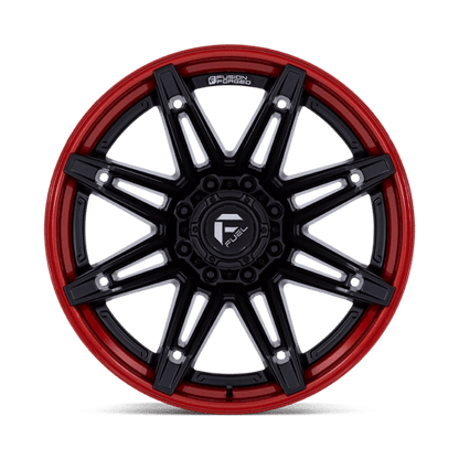 Fuel 1PC | FC401 BRAWL | 22.0x10.00 | 8X180 | -18 | MATTE BLACK W/ CANDY RED LIP