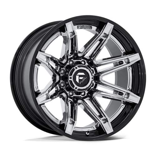 Fuel 1PC | FC401 BRAWL | 22.0x10.00 | 8X170 | -18 | CHROME W/ GLOSS BLACK LIP