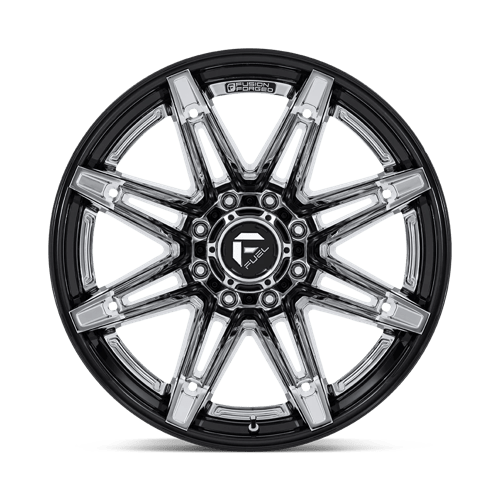 Fuel 1PC | FC401 BRAWL | 22.0x12.00 | 8X180 | -44 | CHROME W/ GLOSS BLACK LIP