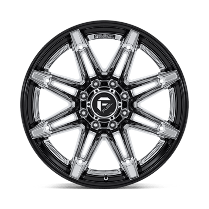 Fuel 1PC | FC401 BRAWL | 22.0x12.00 | 8X180 | -44 | CHROME W/ GLOSS BLACK LIP