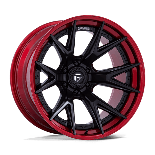 Fuel 1PC | FC402 CATALYST | 20.0x10.00 | 6X139.7 | -18 | MATTE BLACK W/ CANDY RED LIP
