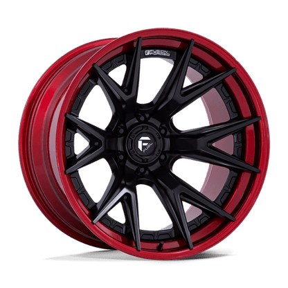 Fuel 1PC | FC402 CATALYST | 20.0x10.00 | 6X139.7 | -18 | MATTE BLACK W/ CANDY RED LIP