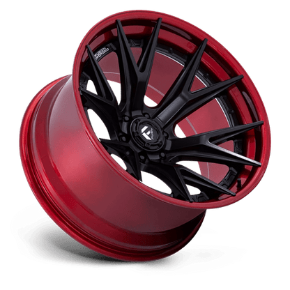 Fuel 1PC | FC402 CATALYST | 22.0x10.00 | 6X139.7 | -18 | MATTE BLACK W/ CANDY RED LIP
