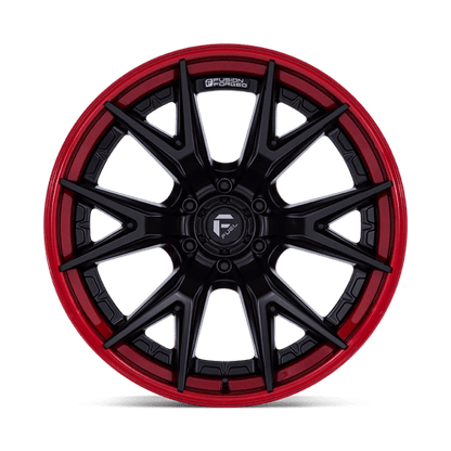 Fuel 1PC | FC402 CATALYST | 22.0x10.00 | 6X139.7 | -18 | MATTE BLACK W/ CANDY RED LIP
