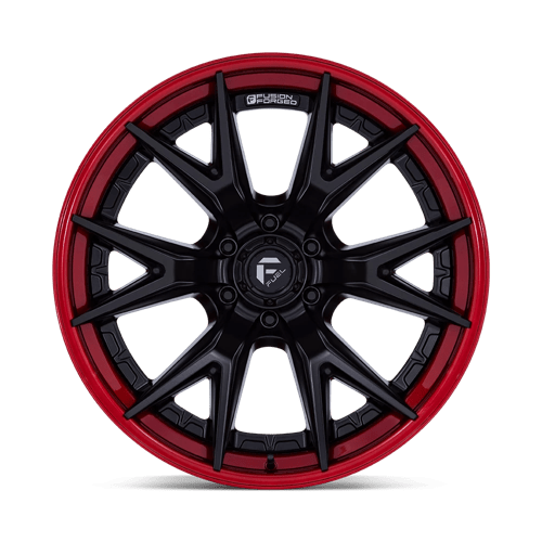 Fuel 1PC | FC402 CATALYST | 24.0x12.00 | 6X135 | -44 | MATTE BLACK W/ CANDY RED LIP