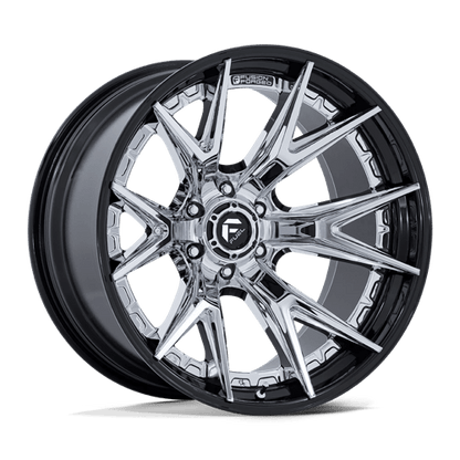 Fuel 1PC | FC402 CATALYST | 22.0x10.00 | 6X139.7 | -18 | CHROME W/ GLOSS BLACK LIP