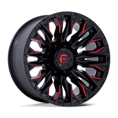 Fuel 1PC | D823 FLAME | 20.0x9.00 | 8X180 | 1 | GLOSS BLACK MILL W/ CANDY RED