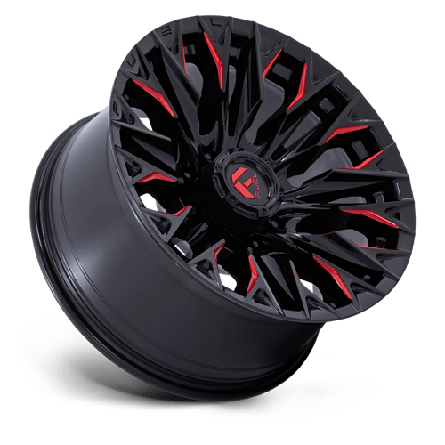 Fuel 1PC | D823 FLAME | 20.0x9.00 | 8X180 | 1 | GLOSS BLACK MILL W/ CANDY RED