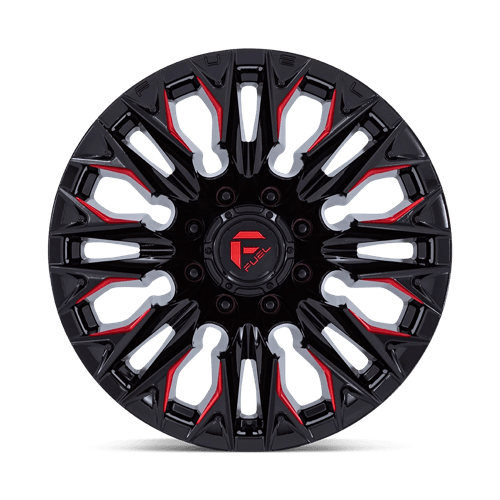 Fuel 1PC | D823 FLAME | 20.0x9.00 | 8X180 | 1 | GLOSS BLACK MILL W/ CANDY RED