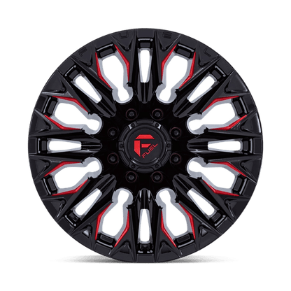 Fuel 1PC | D823 FLAME | 20.0x9.00 | 8X180 | 1 | GLOSS BLACK MILL W/ CANDY RED