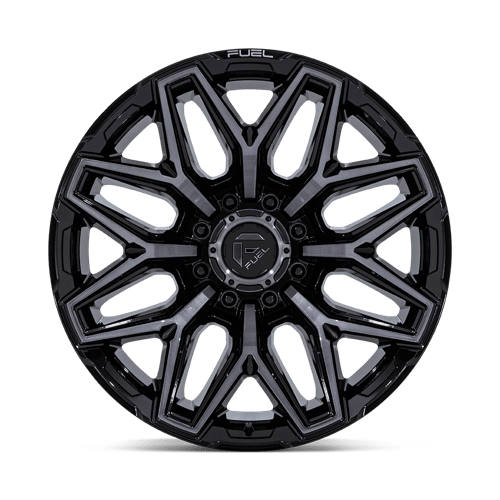 Fuel 1PC | FLUX | 22.0x10.00 | 8X180 | -18 | GLOSS BLACK BRUSH FC GRAY DDDT