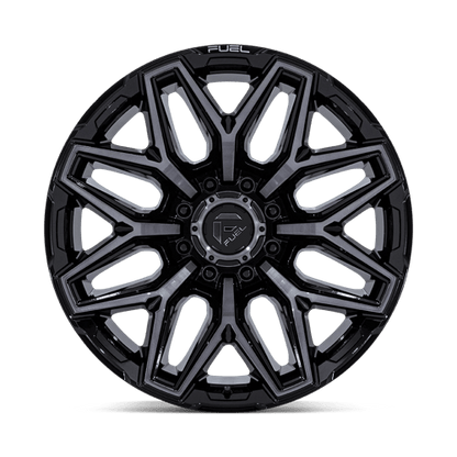 Fuel 1PC | FLUX | 22.0x12.00 | 8X180 | -44 | GLOSS BLACK BRUSH FC GRAY DDDT
