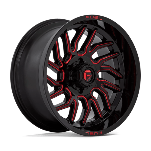 Fuel 1PC | D808 HURRICANE | 20.0x10.00 | 6X139.7 | -18 | GLOSS BLACK MILLED RED TINT
