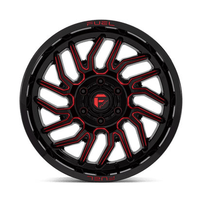 Fuel 1PC | D808 HURRICANE | 20.0x10.00 | 6X139.7 | -18 | GLOSS BLACK MILLED RED TINT