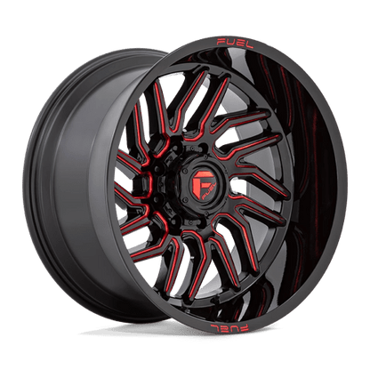 Fuel 1PC | D808 HURRICANE | 20.0x10.00 | 8X165.1 | -18 | GLOSS BLACK MILLED RED TINT