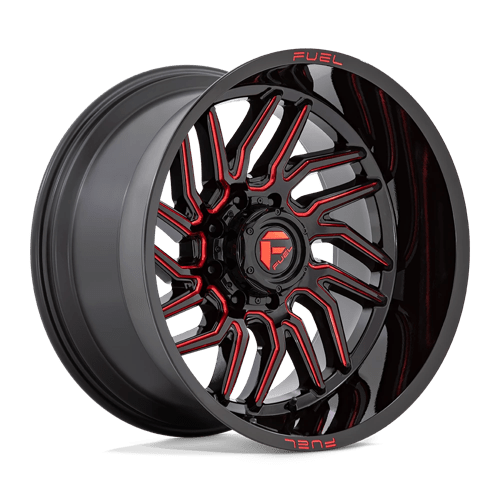Fuel 1PC | D808 HURRICANE | 22.0x12.00 | 6X139.7 | -44 | GLOSS BLACK MILLED RED TINT
