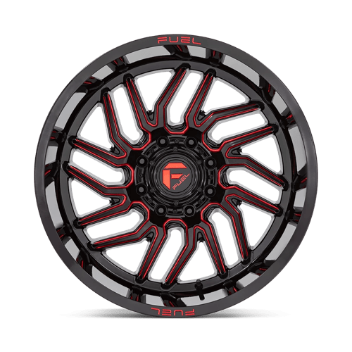 Fuel 1PC | D808 HURRICANE | 20.0x10.00 | 8X165.1 | -18 | GLOSS BLACK MILLED RED TINT