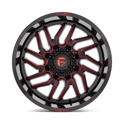 Fuel 1PC | D808 HURRICANE | 22.0x12.00 | 6X139.7 | -44 | GLOSS BLACK MILLED RED TINT