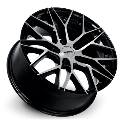 KATANA RACING KR01 Glossy Black Machined Face | 20x8.5 | 5x108 | +40mm | KR01-208558GBF