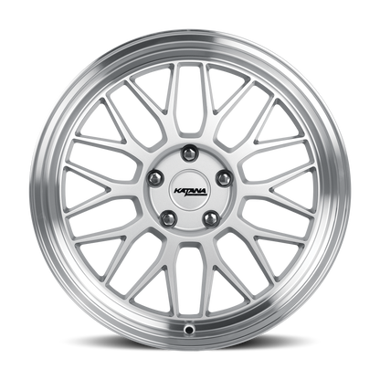 KATANA RACING KR06 Glossy Silver Machine Lip | 18x8.0 | 5x108 | +40mm | KR06-188058GSL