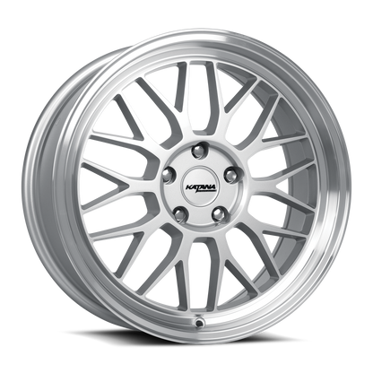 KATANA RACING KR06 Glossy Silver Machine Lip | 18x8.0 | 5x100 | +40mm | KR06-188050GSL