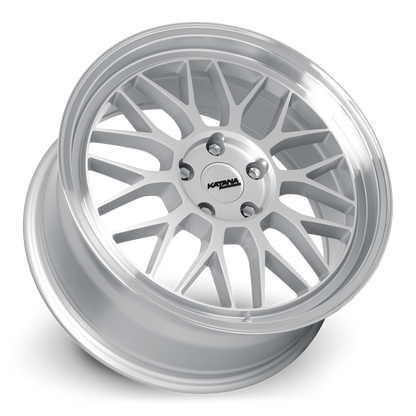 KATANA RACING KR06 Glossy Silver Machine Lip | 18x8.0 | 5x108 | +40mm | KR06-188058GSL