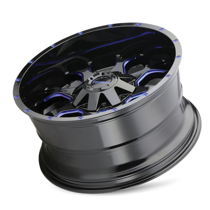 MAYHEM WARRIOR GLOSS BLACK MILLED PRISM BLUE | 17x9 | 8-165.1 | -12mm | 8015-7976BTB