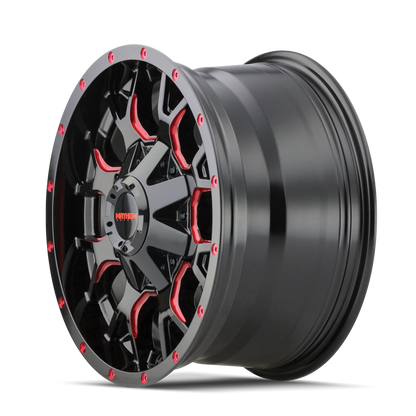 MAYHEM WARRIOR GLOSS BLACK MILLED PRISM RED | 20x10 | 5-127 | -25mm | 8015-2152BTR