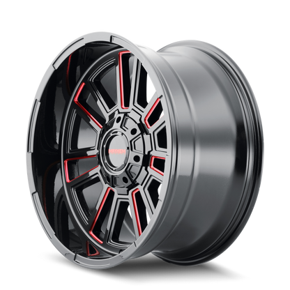 MAYHEM APOLLO GLOSS BLACK MILLED PRISM RED | 20x10 | 8x165.1 | -19mm | 8115-2181BTR