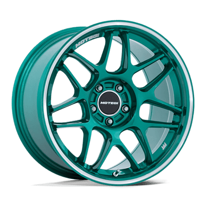 Motegi | MR158 TSUBAKI | 18.0x9.50 | 5X114.3 | 40 | HOKKAIDO GREEN W/ MACHINED LIP