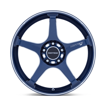 Motegi | MR159 BATTLE V | 18.0x9.50 | 5X100 | 38 | OBSIDIAN BLUE MACH LIP STRIPE
