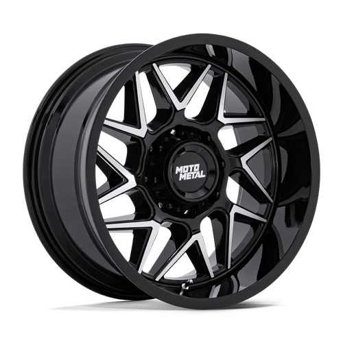 Moto Metal | MO812 TURBINE | 20.0x10.00 | 8X170 | -18 | GLOSS BLACK W/ MACHINED FACE