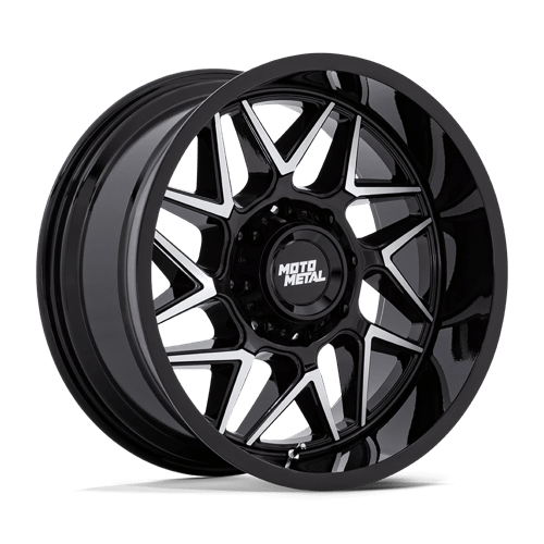 Moto Metal | MO812 TURBINE | 20.0x10.00 | 8X180 | -18 | GLOSS BLACK W/ MACHINED FACE