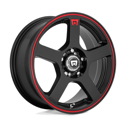 Motegi | MR116 FS5 | 16.0x7.00 | 5X100/5X114.3 | 40 | MATTE BLACK W/ RED STRIPE