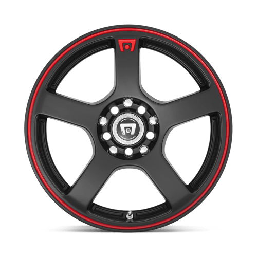 Motegi | MR116 FS5 | 17.0x7.00 | 5X108/5X114.3 | 40 | MATTE BLACK W/ RED STRIPE