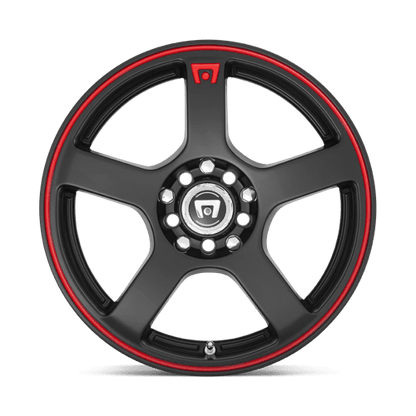 Motegi | MR116 FS5 | 15.0x6.50 | 5X100/5X114.3 | 40 | MATTE BLACK W/ RED STRIPE